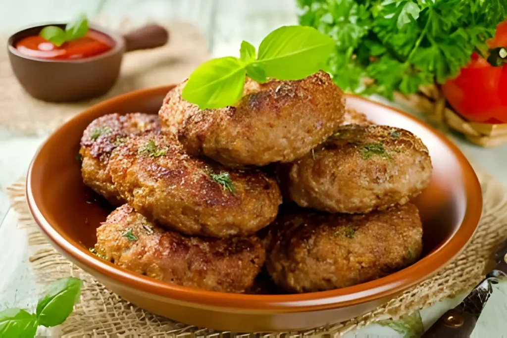 Crispy Beef Cutlets Served on a Plate