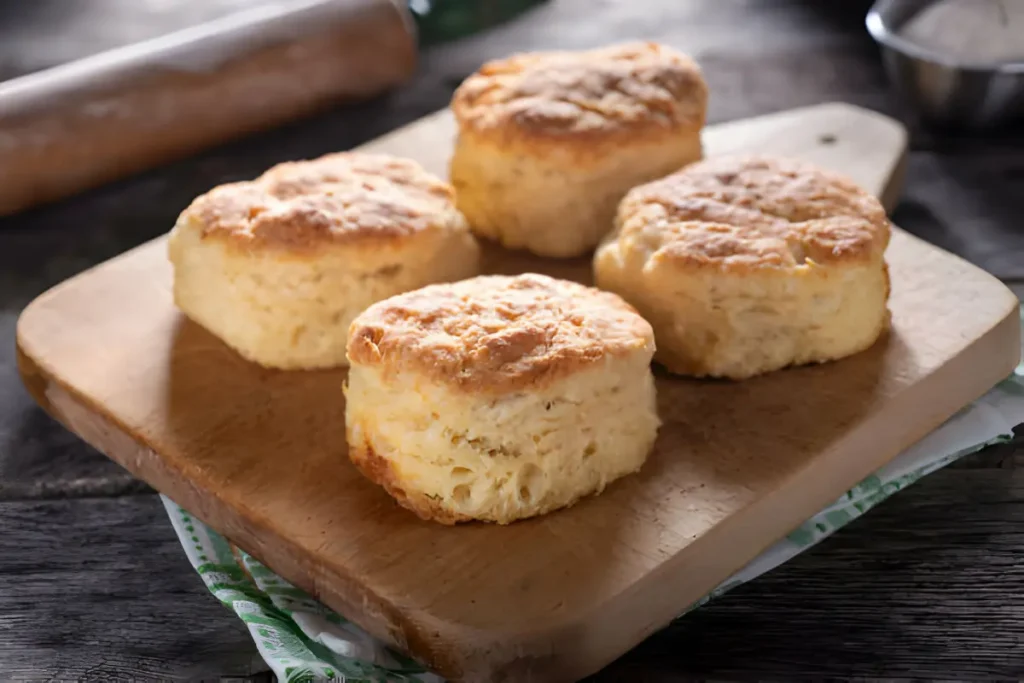 Freshly-baked Southern Buttermilk Biscuits on a cooling rack.