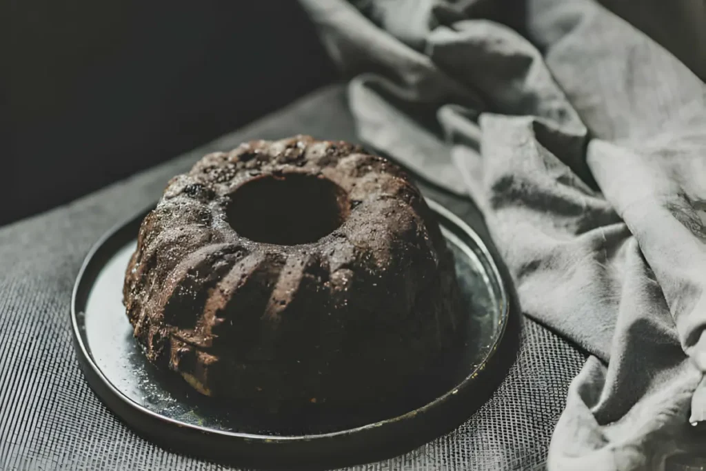 Chocolate Chocolate Chip Nothing Bundt Cake on Display