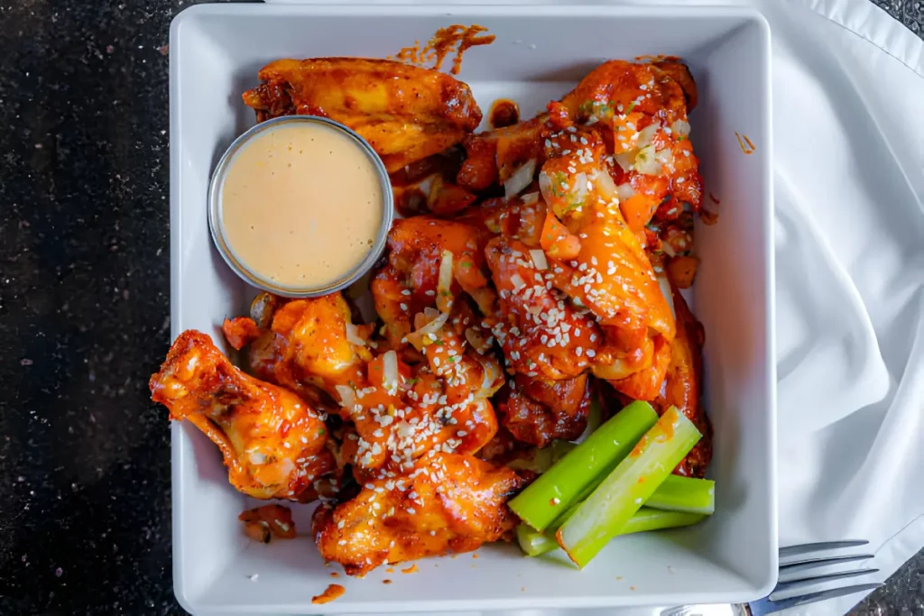 Bottle of Frank's Red Hot Buffalo Sauce with Chicken Wings