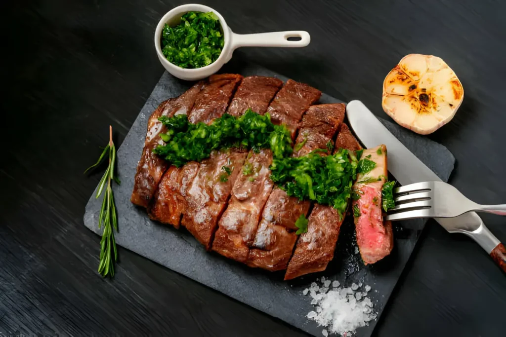Cooked Chuck Steak Sliced Against the Grain